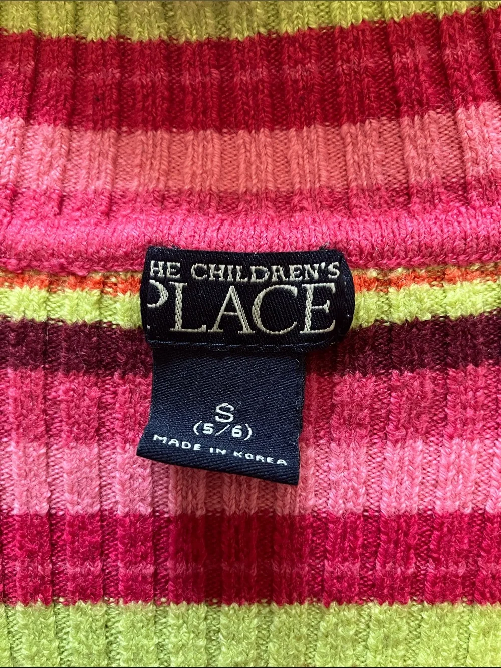 Girls' Short Sleeve Turtleneck Sweater - Pink & Lime Stripe